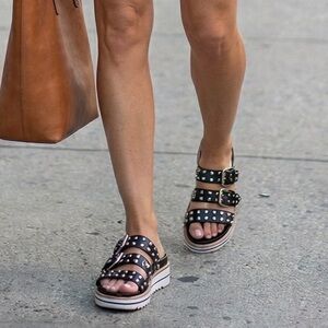 Steven by Steve Madden Black Studded Sandals Sz 7.5